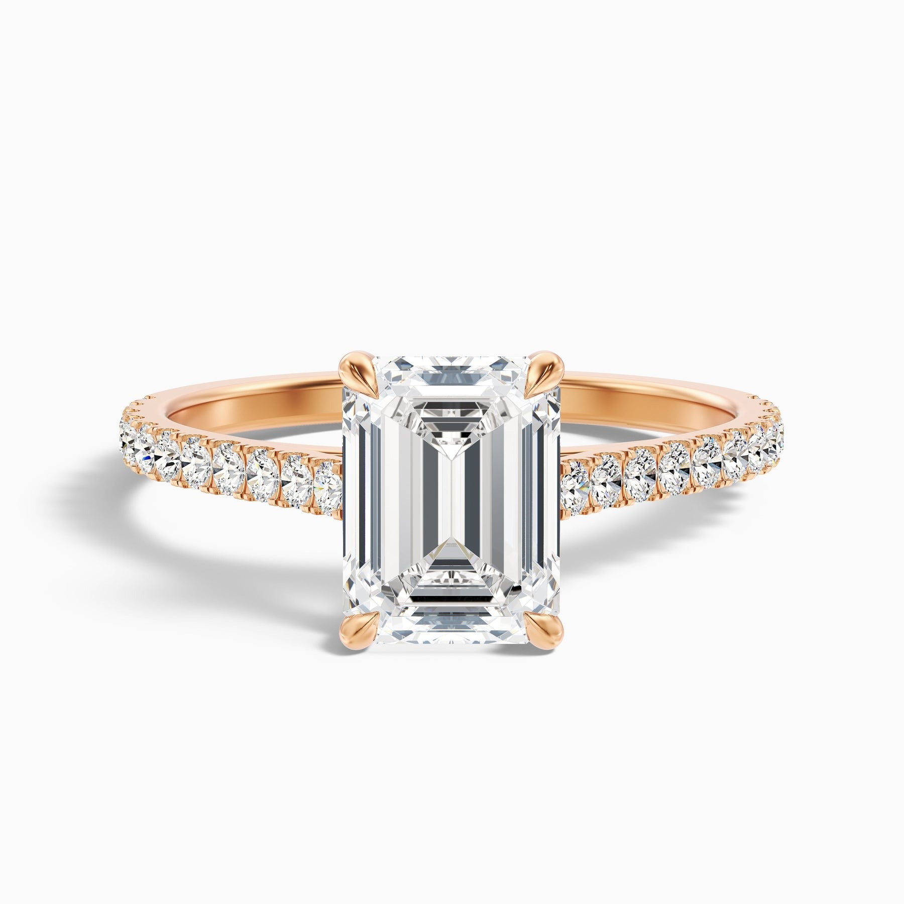 Imperial Emerald Cut Side Stone Pave Lab Grown Engagement Ring